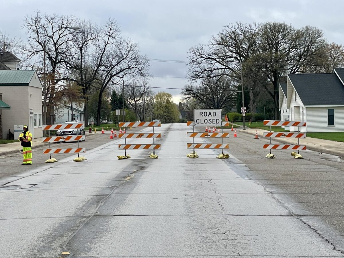 Construction barriers on East Main Street.