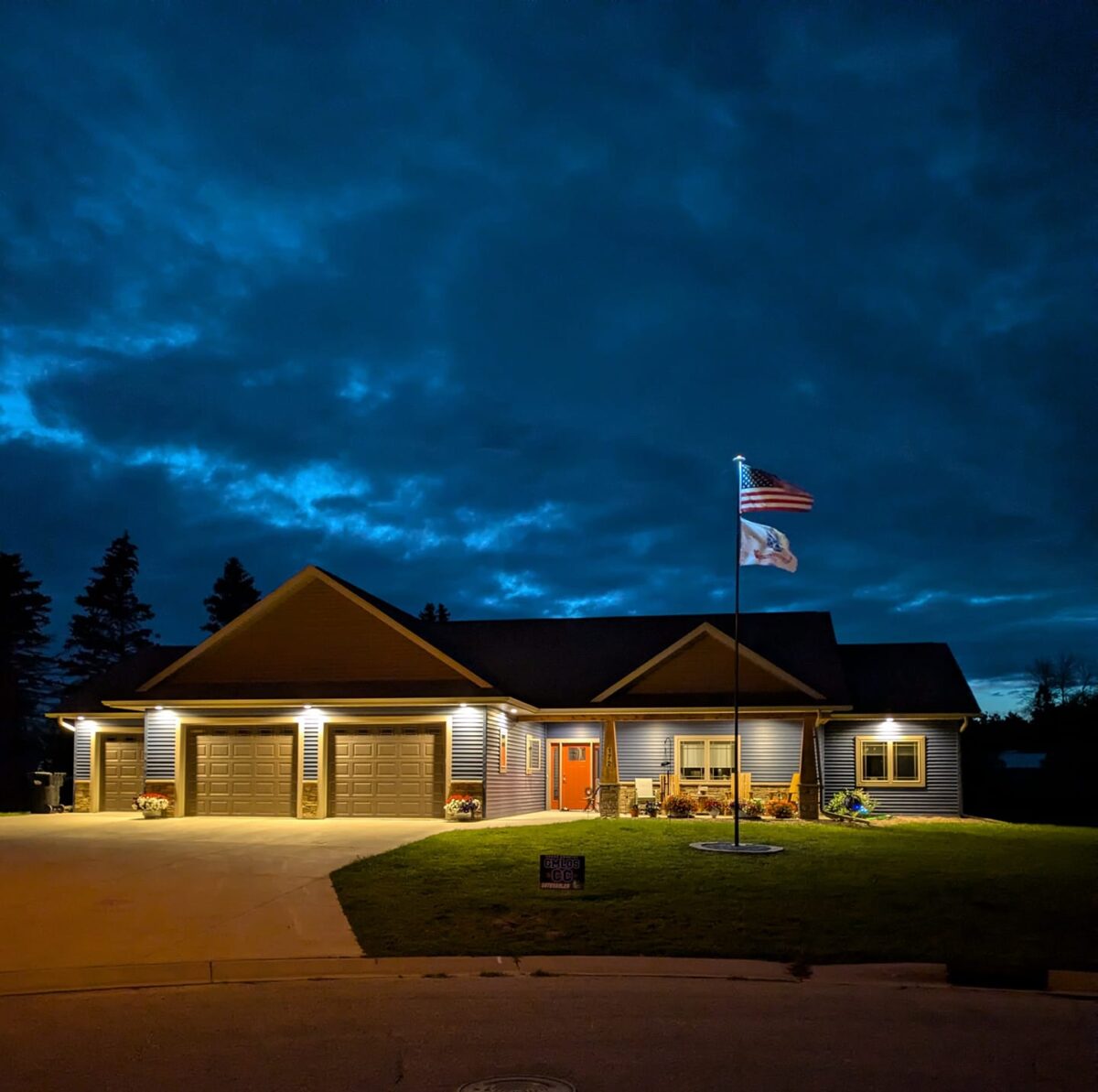 A house at night